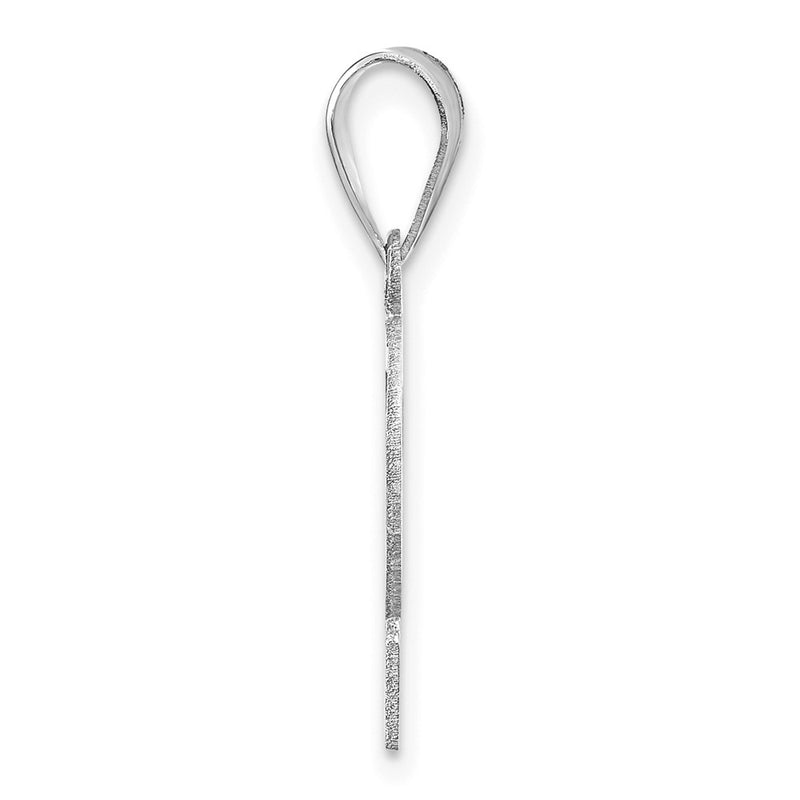 14K White Gold Polished Etched Number 2 Pendant