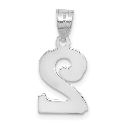 14K White Gold Polished Etched Number 2 Pendant