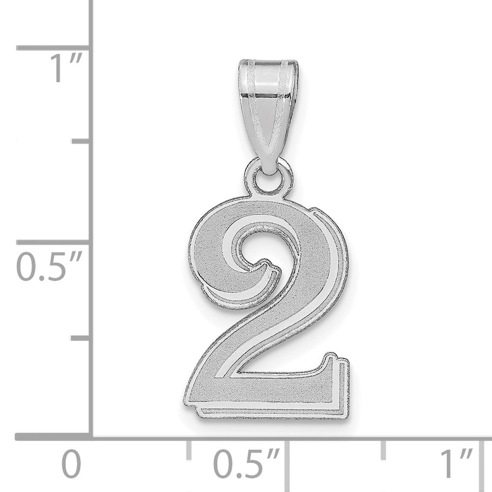 14K White Gold Polished Etched Number 2 Pendant
