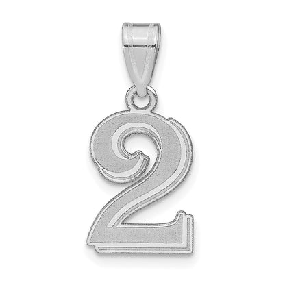 14K White Gold Polished Etched Number 2 Pendant