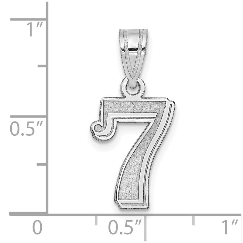 14K White Gold Polished Etched Number 7 Pendant
