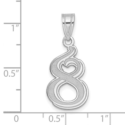 14K White Gold Polished Etched Number 8 Pendant