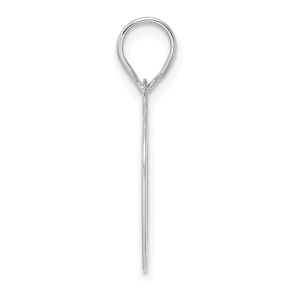 14K White Gold Polished Etched Number 10 Pendant
