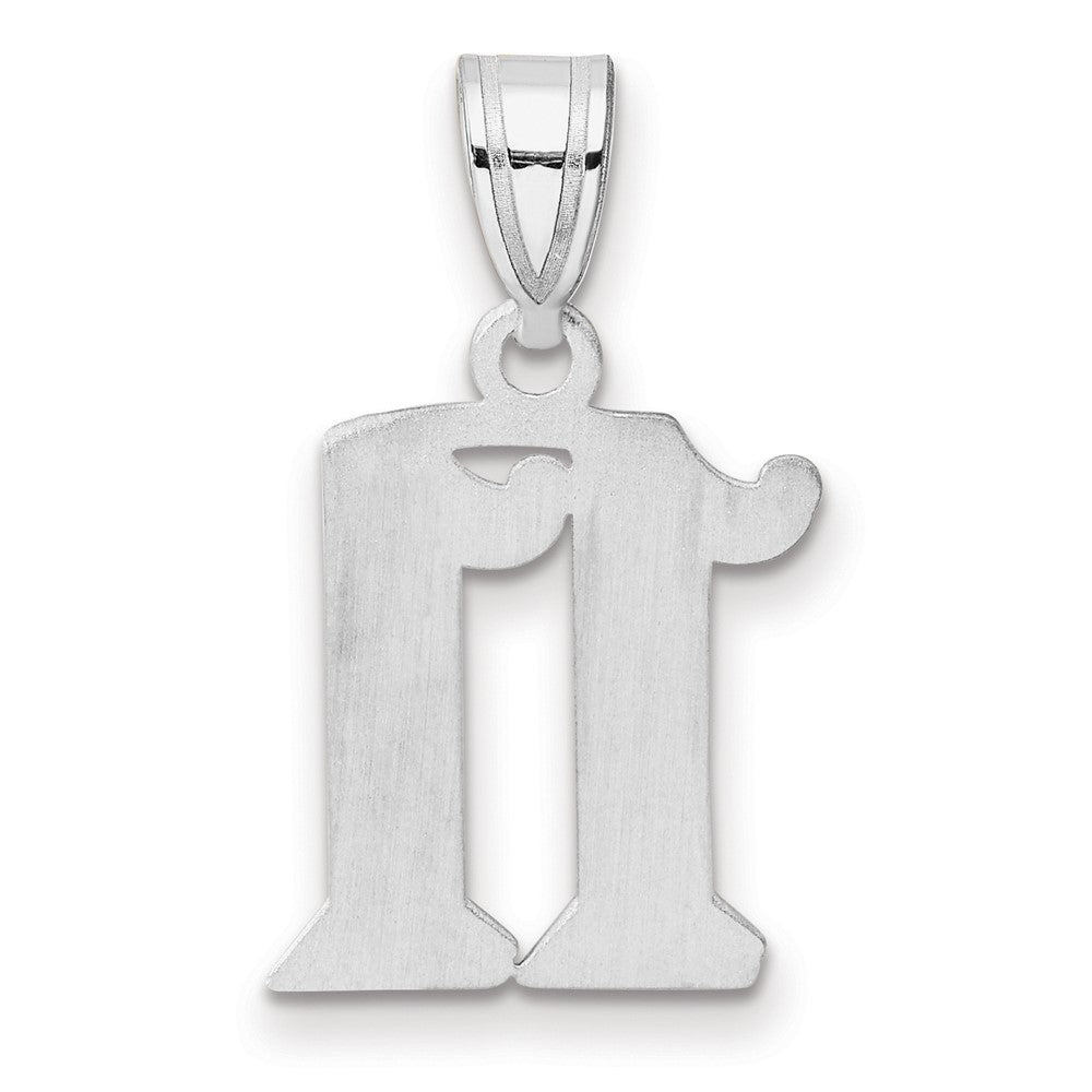 14K White Gold Polished Etched Number 11 Pendant
