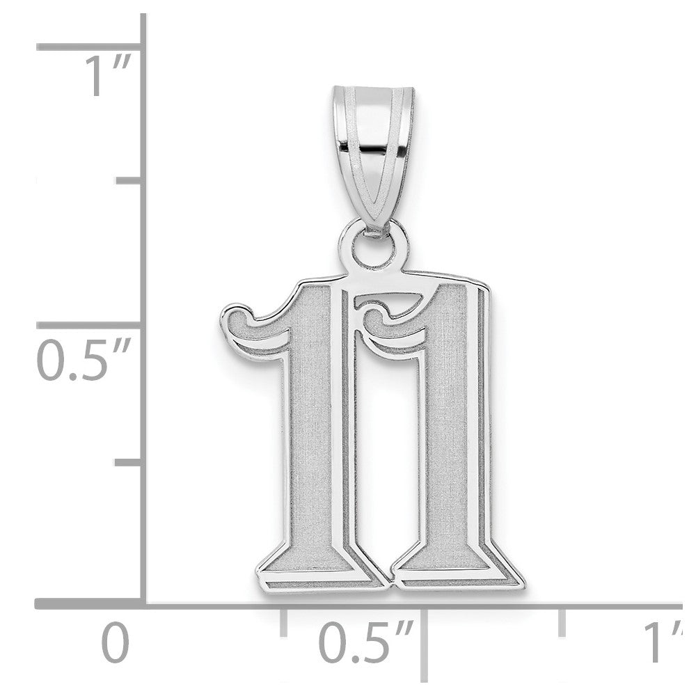 14K White Gold Polished Etched Number 11 Pendant