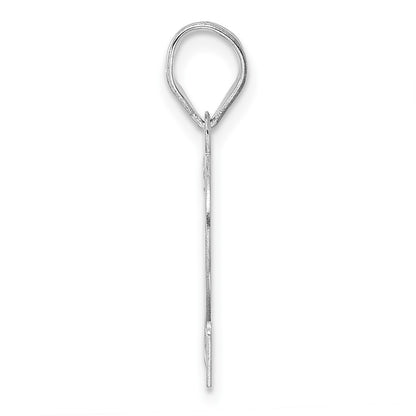 14K White Gold Polished Etched Number 12 Pendant