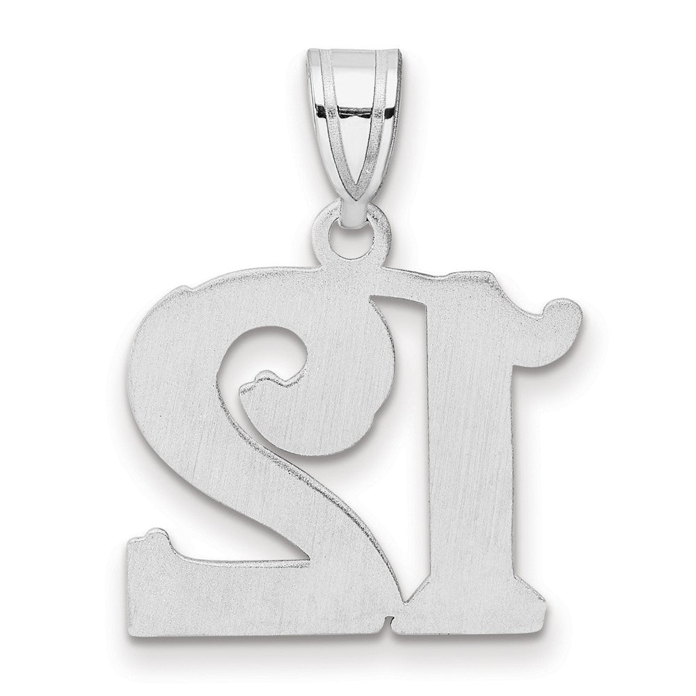 14K White Gold Polished Etched Number 12 Pendant