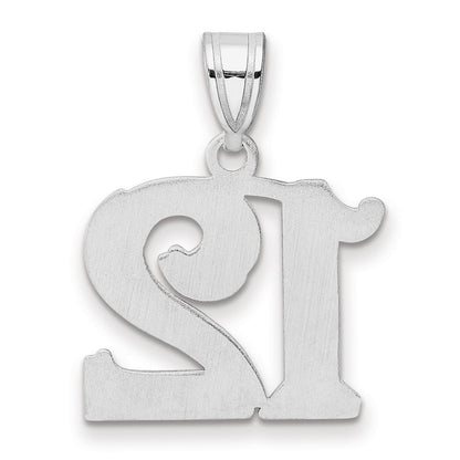 14K White Gold Polished Etched Number 12 Pendant