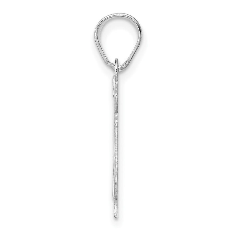 14K White Gold Polished Etched Number 14 Pendant