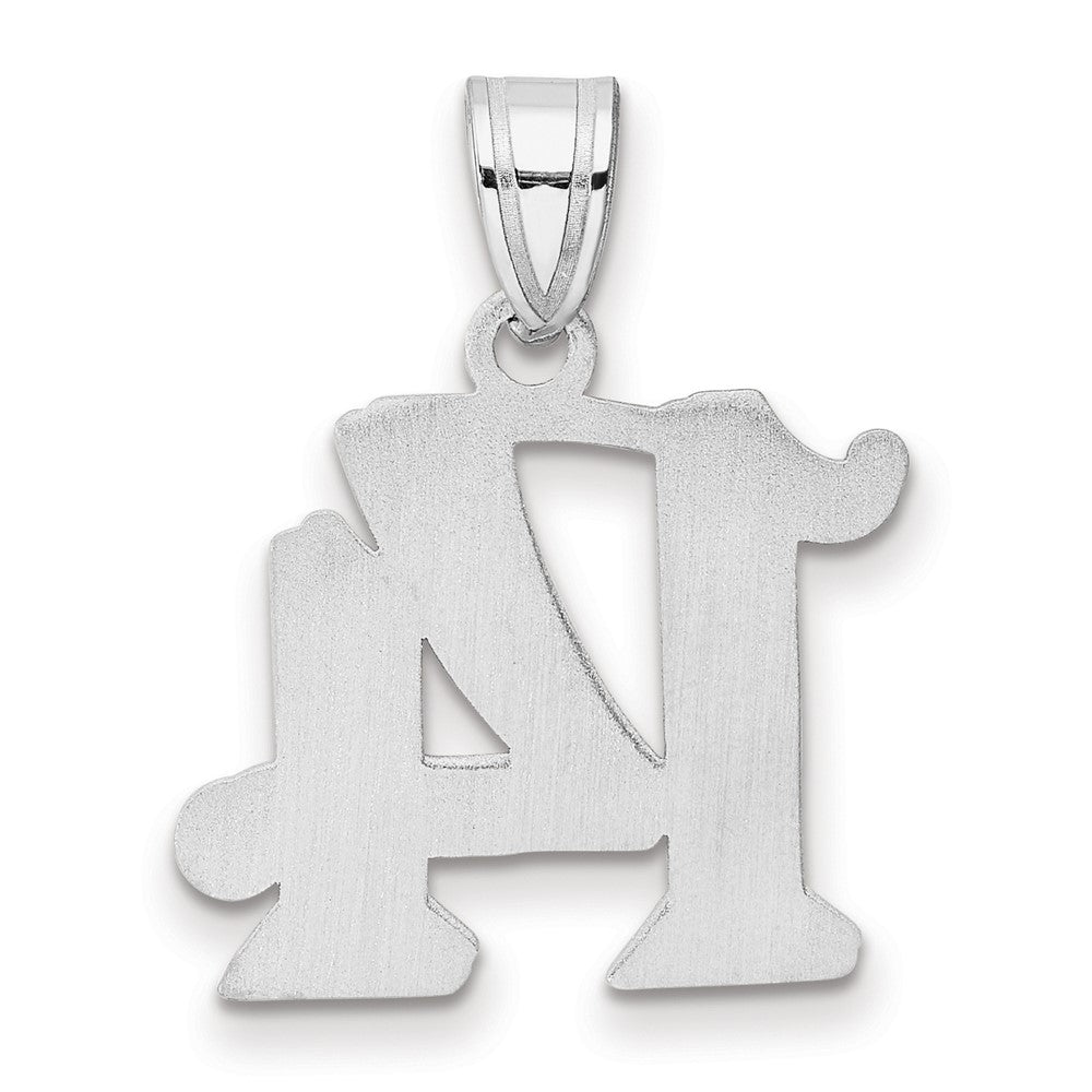 14K White Gold Polished Etched Number 14 Pendant