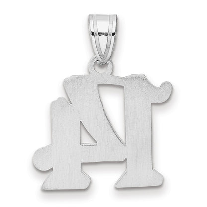 14K White Gold Polished Etched Number 14 Pendant