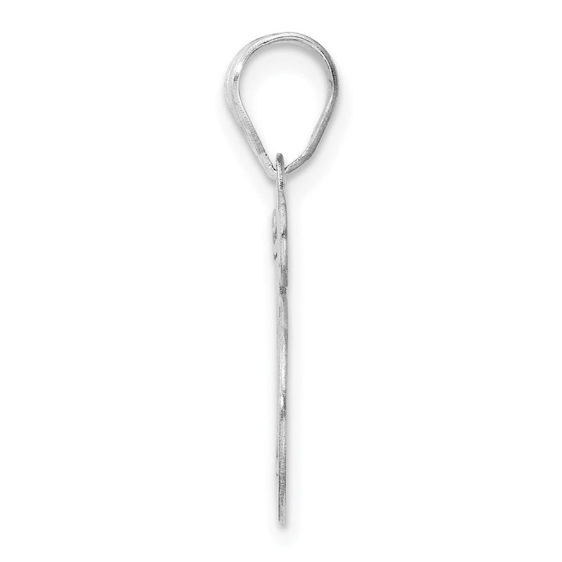 14K White Gold Polished Etched Number 15 Pendant