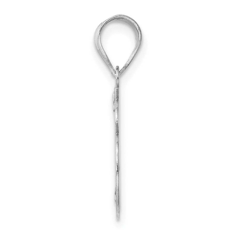14K White Gold Polished Etched Number 16 Pendant