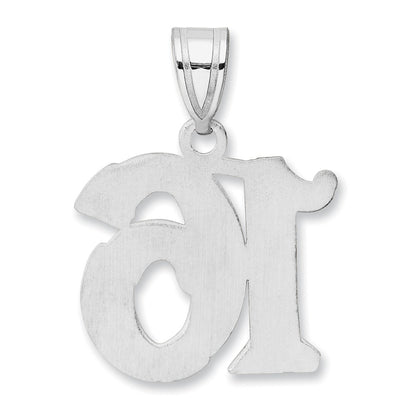 14K White Gold Polished Etched Number 16 Pendant
