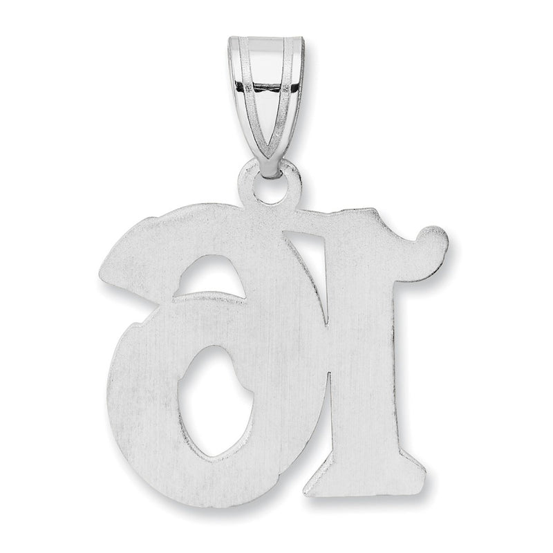 14K White Gold Polished Etched Number 16 Pendant