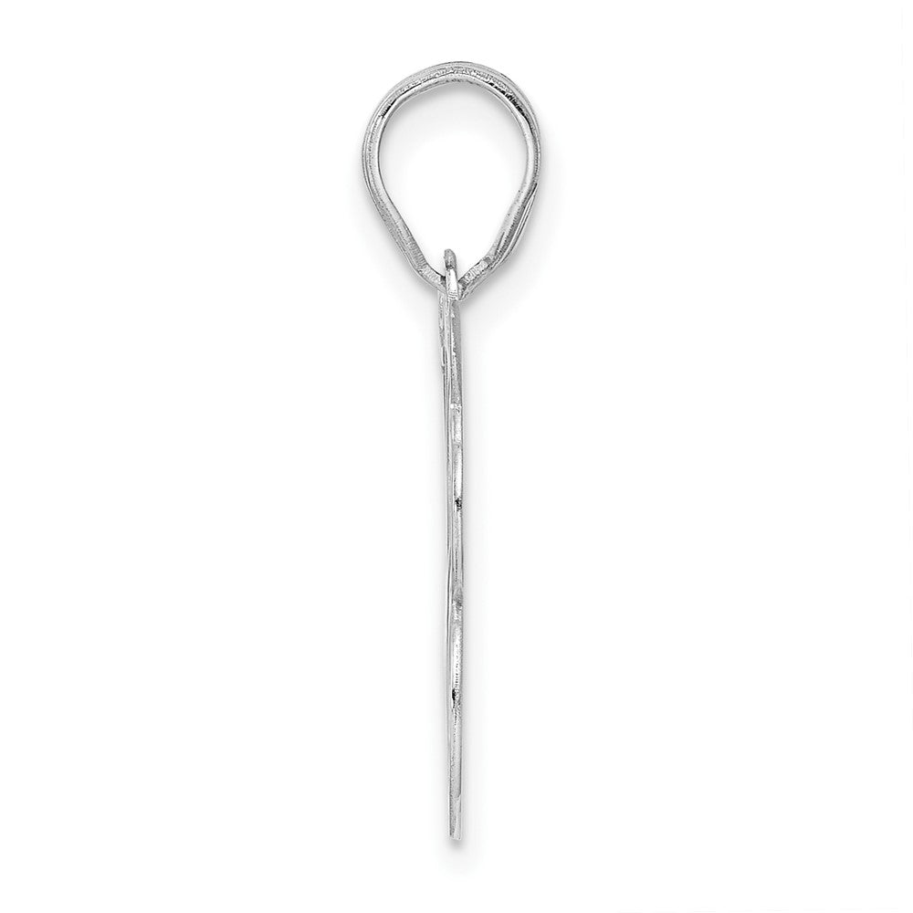 14K White Gold Polished Etched Number 18 Pendant