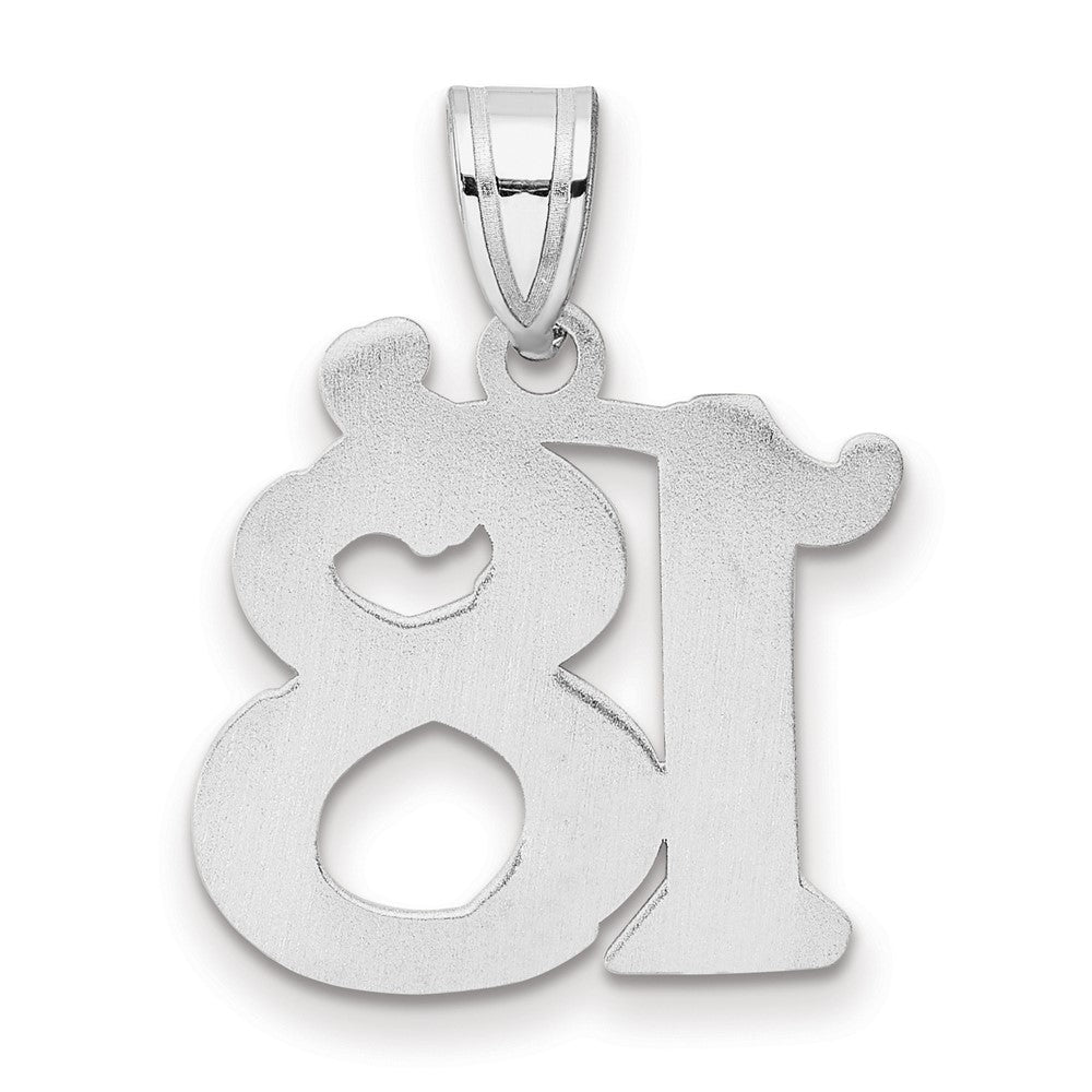 14K White Gold Polished Etched Number 18 Pendant