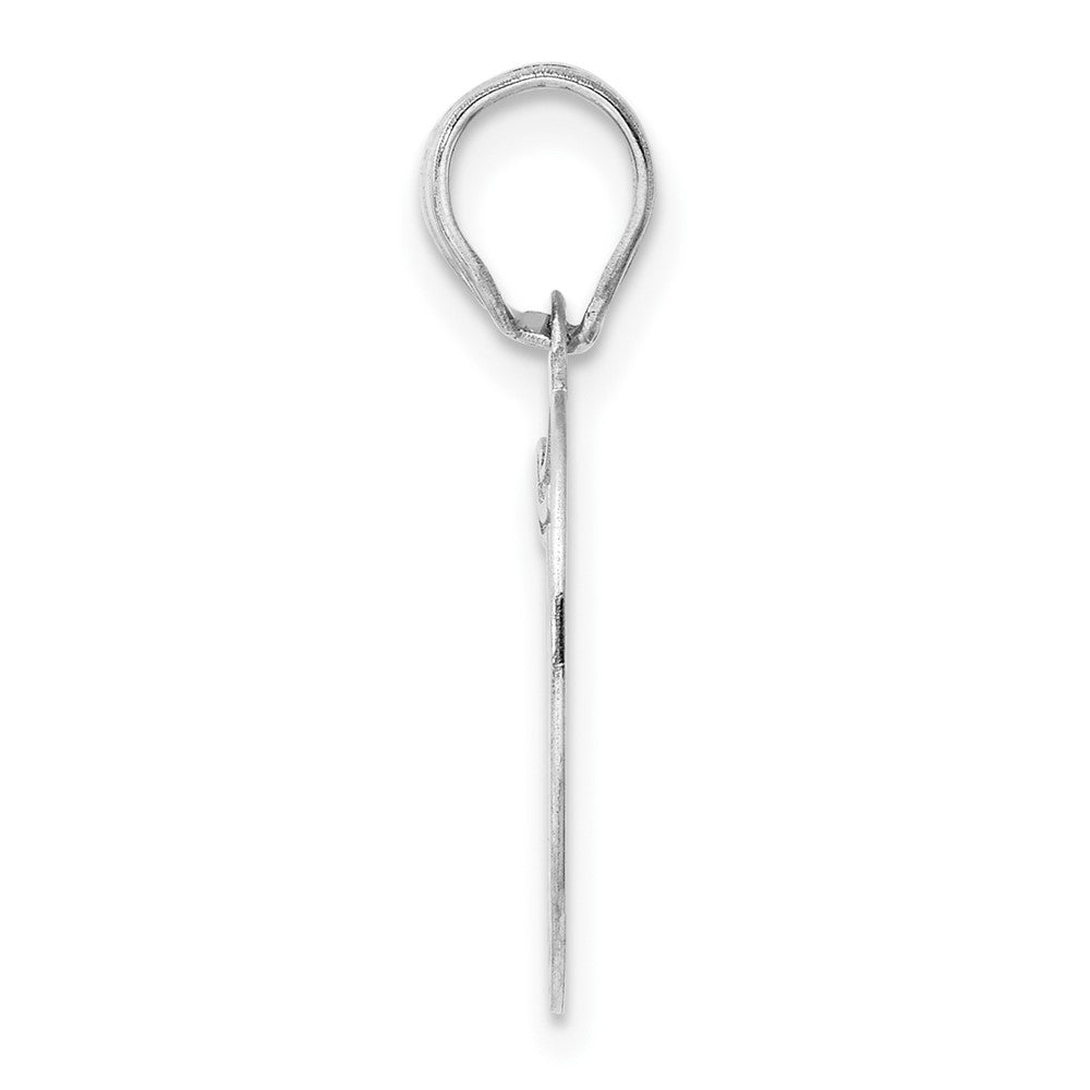 14K White Gold Polished Etched Number 19 Pendant