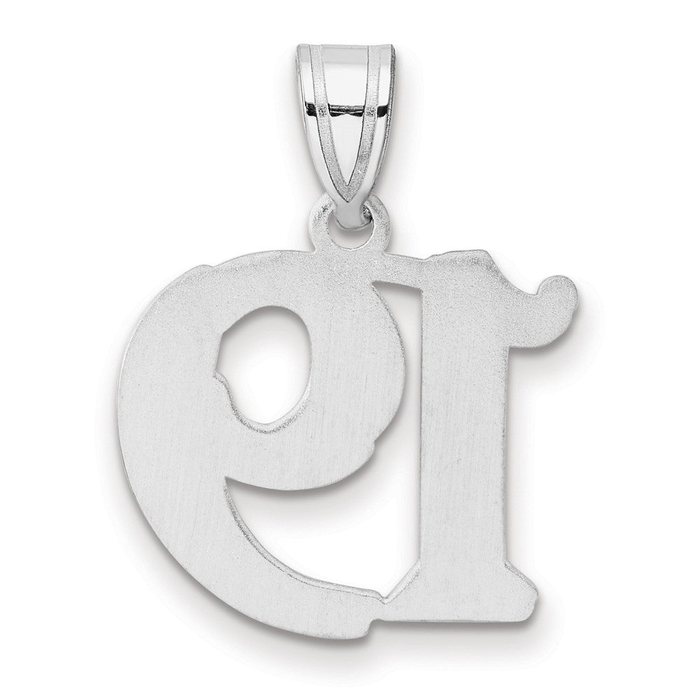 14K White Gold Polished Etched Number 19 Pendant