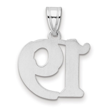 14K White Gold Polished Etched Number 19 Pendant