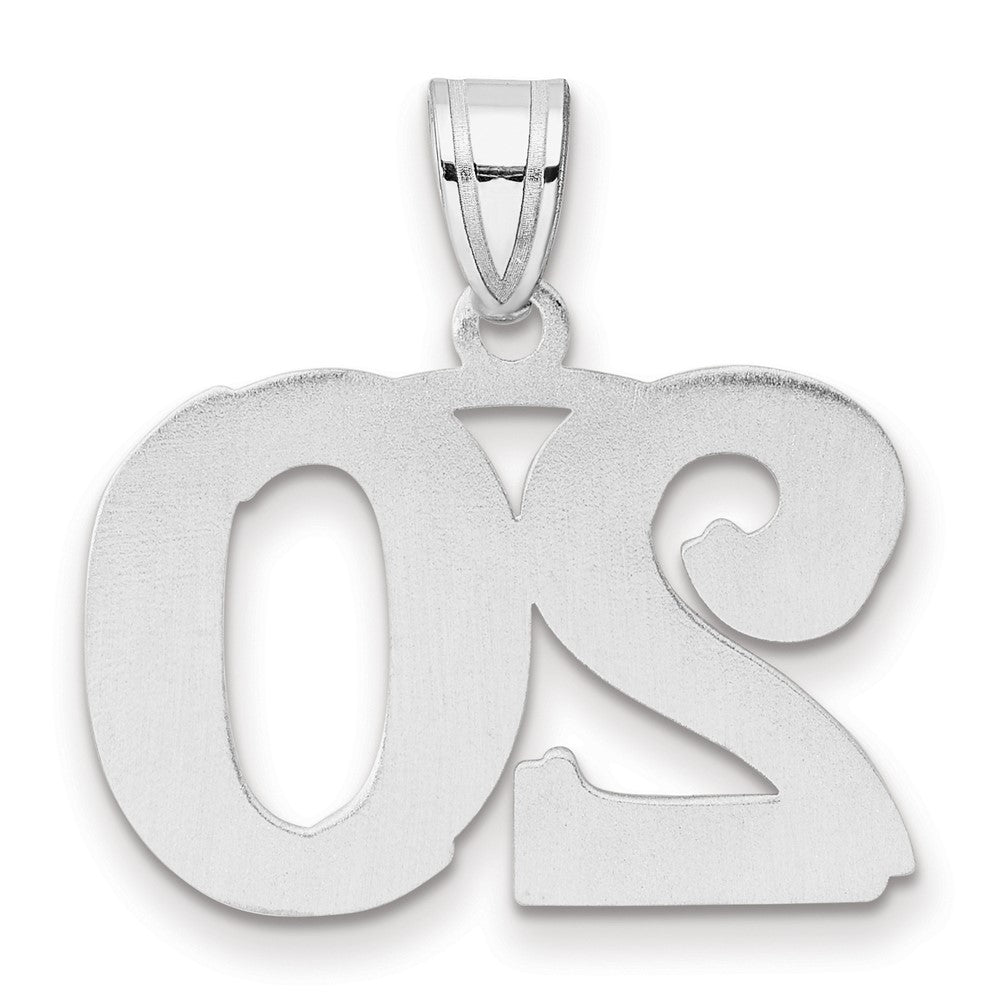 14K White Gold Polished Etched Number 20 Pendant