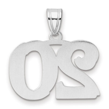 14K White Gold Polished Etched Number 20 Pendant