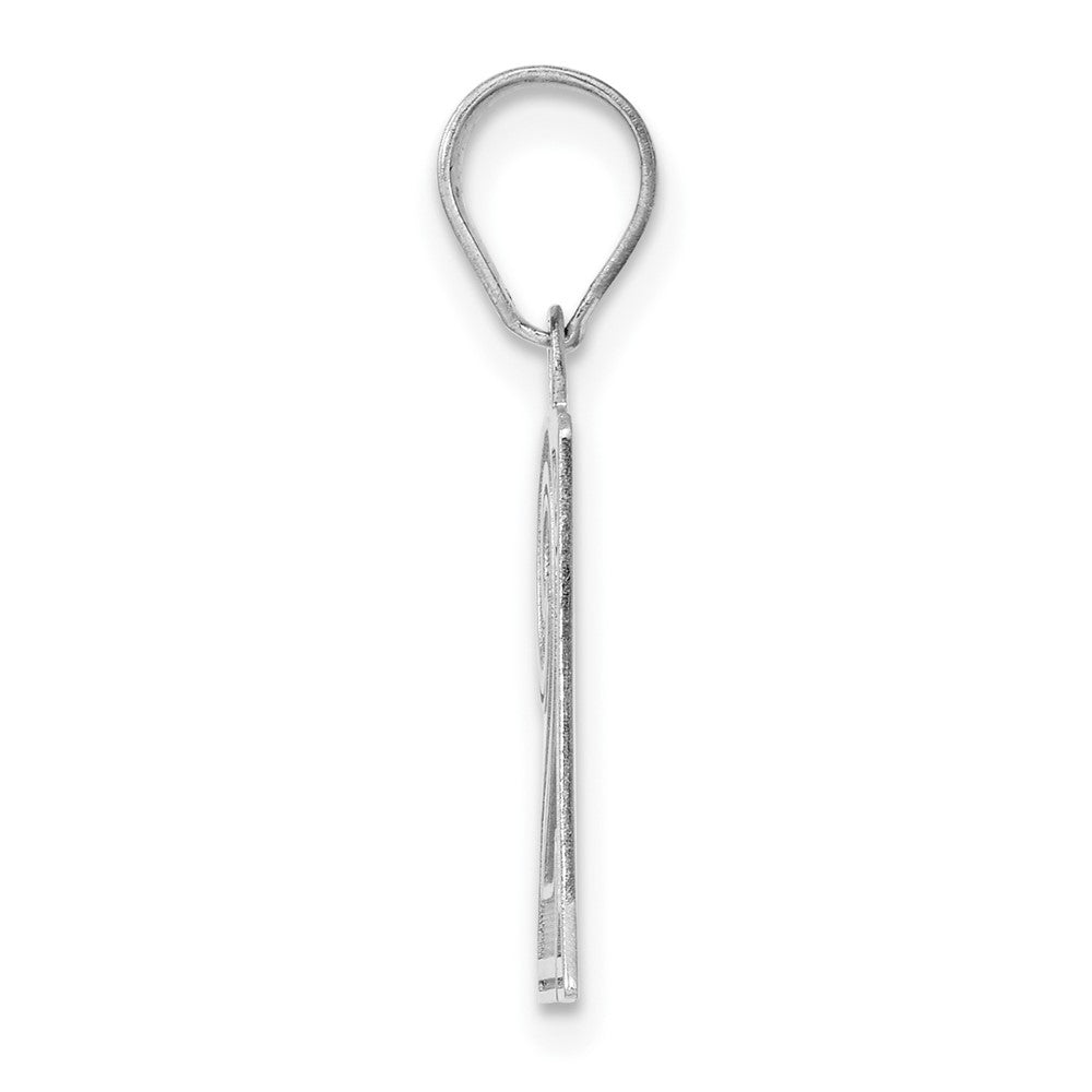 14K White Gold Polished Etched Number 21 Pendant