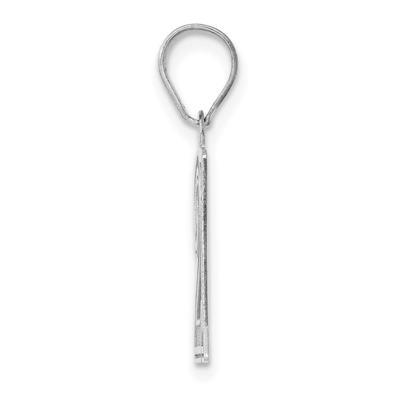 14K White Gold Polished Etched Number 21 Pendant