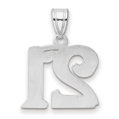 14K White Gold Polished Etched Number 21 Pendant
