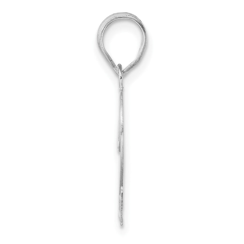 14K White Gold Polished Etched Number 22 Pendant