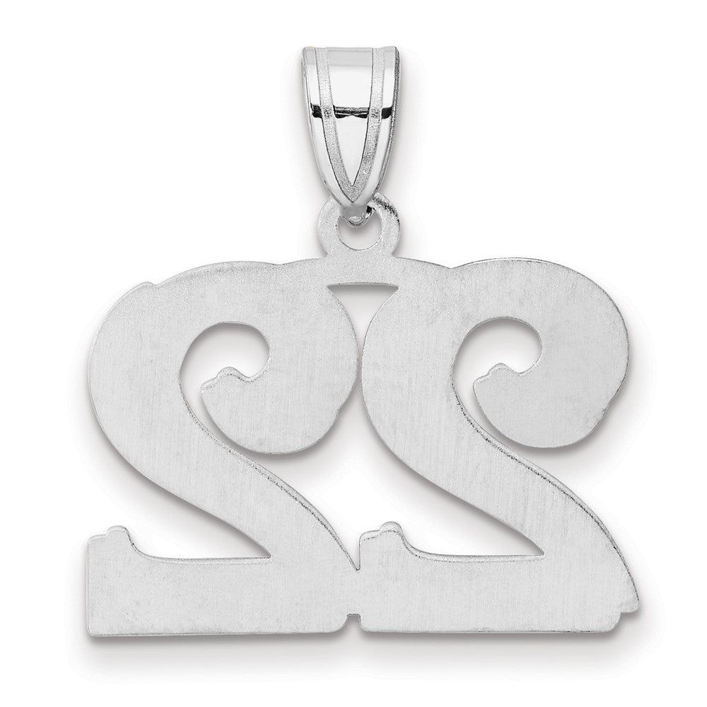 14K White Gold Polished Etched Number 22 Pendant