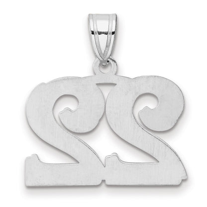 14K White Gold Polished Etched Number 22 Pendant