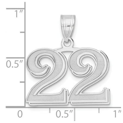 14K White Gold Polished Etched Number 22 Pendant
