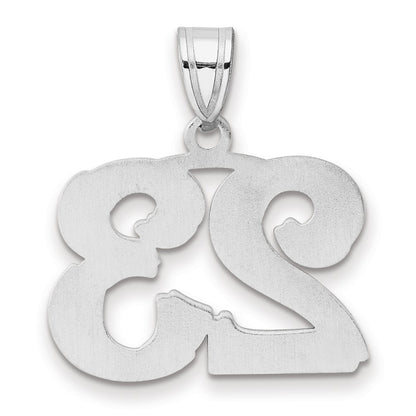14K White Gold Polished Etched Number 23 Pendant