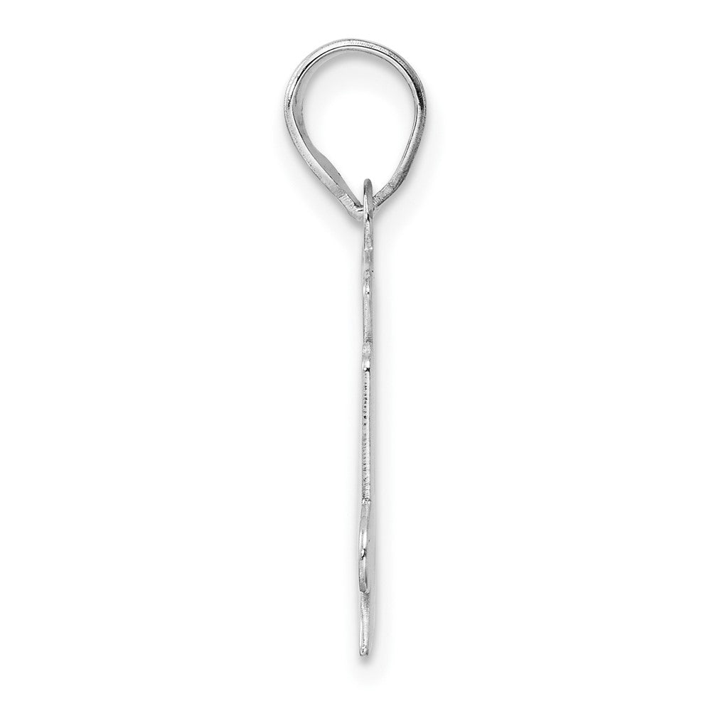 14K White Gold Polished Etched Number 24 Pendant