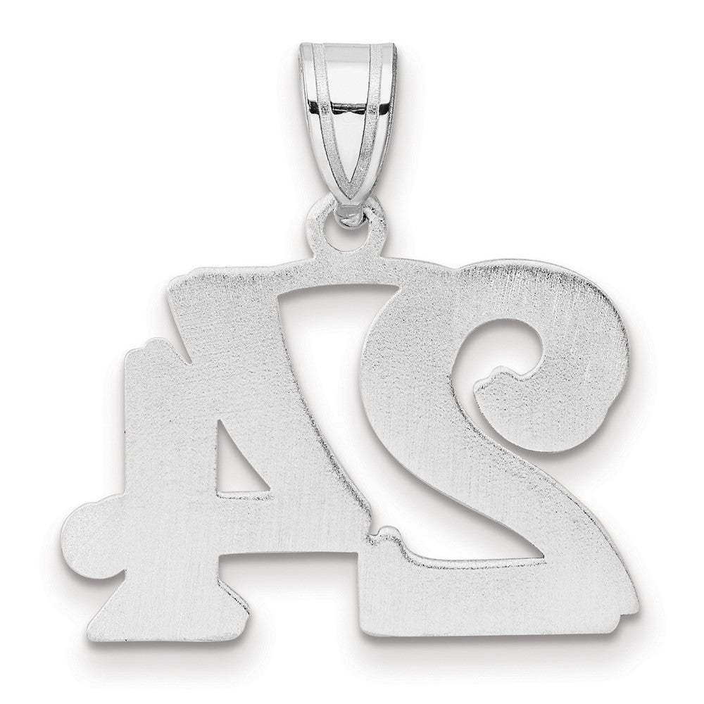 14K White Gold Polished Etched Number 24 Pendant