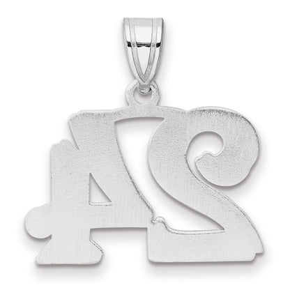 14K White Gold Polished Etched Number 24 Pendant