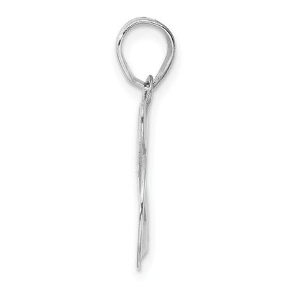 14K White Gold Polished Etched Number 25 Pendant