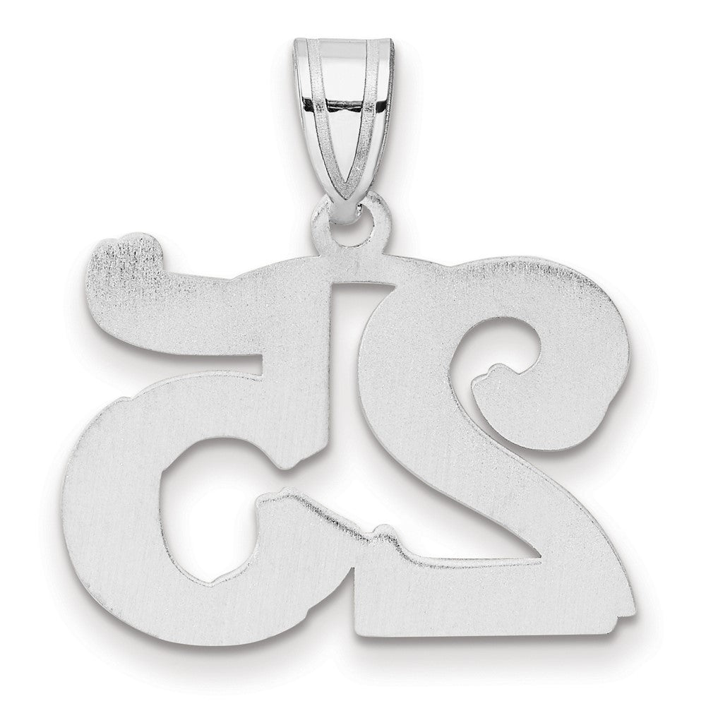 14K White Gold Polished Etched Number 25 Pendant