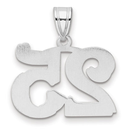 14K White Gold Polished Etched Number 25 Pendant