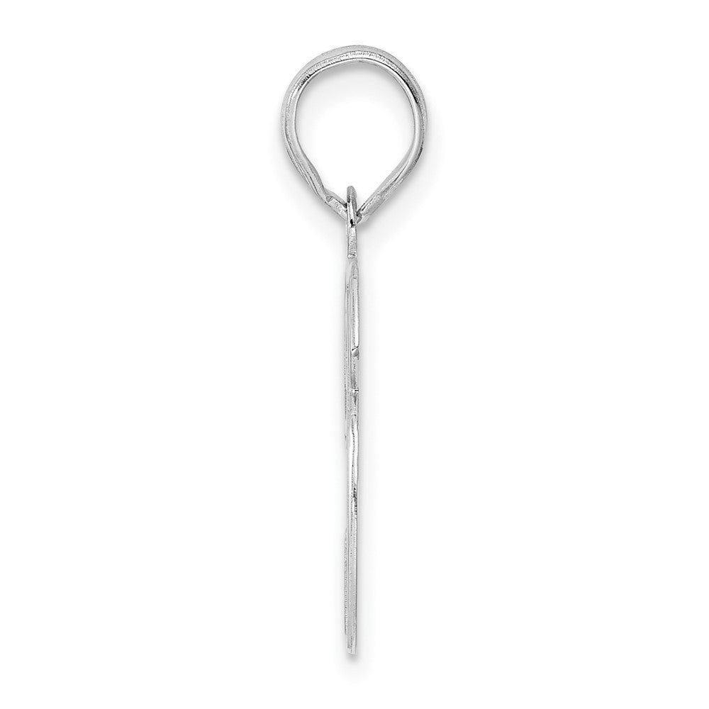 14K White Gold Polished Etched Number 26 Pendant