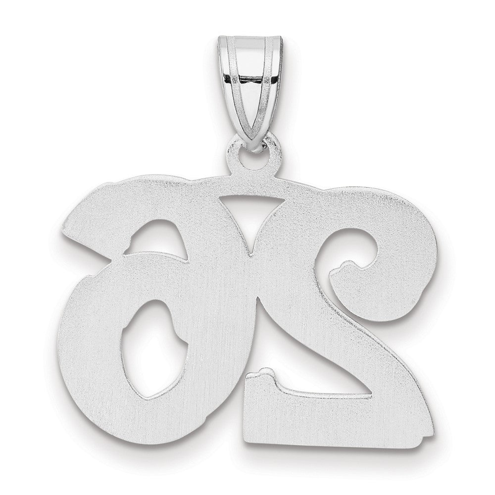 14K White Gold Polished Etched Number 26 Pendant