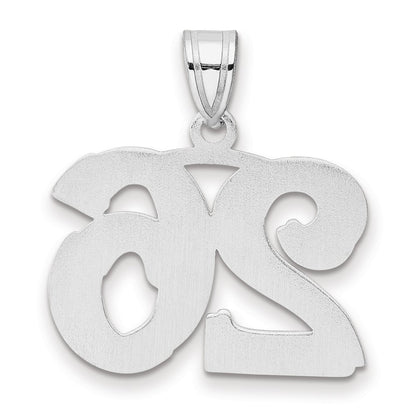 14K White Gold Polished Etched Number 26 Pendant
