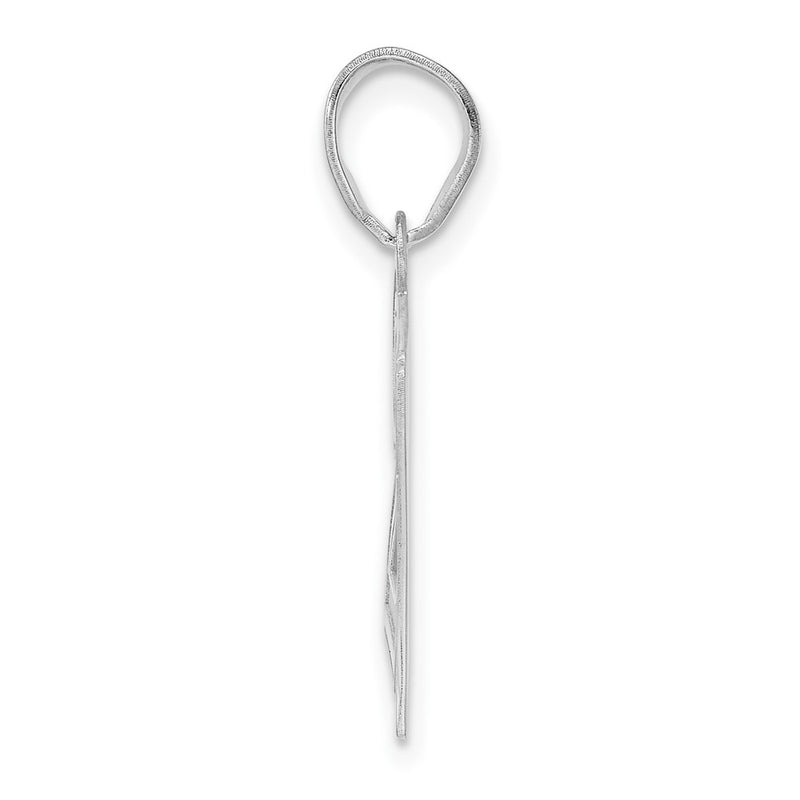 14K White Gold Polished Etched Number 27 Pendant