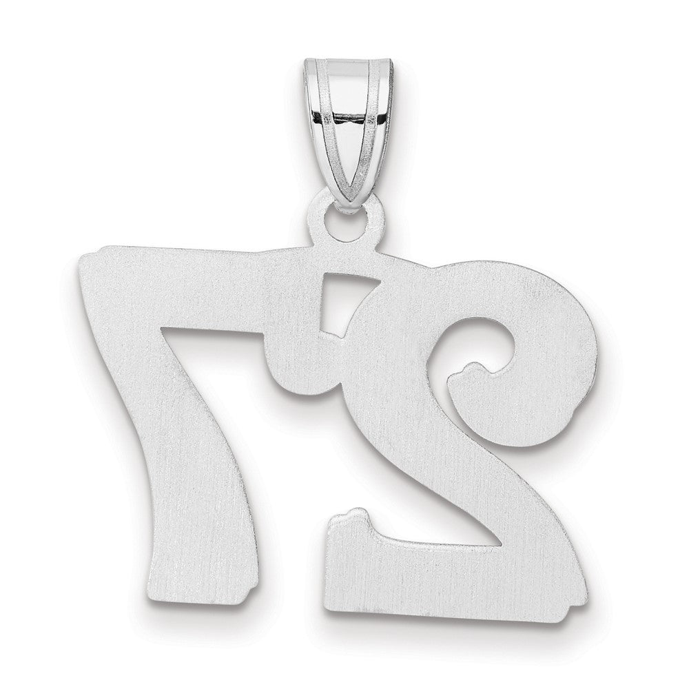 14K White Gold Polished Etched Number 27 Pendant