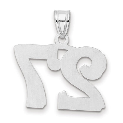 14K White Gold Polished Etched Number 27 Pendant