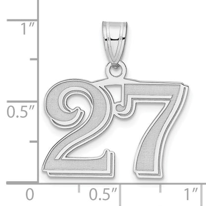 14K White Gold Polished Etched Number 27 Pendant