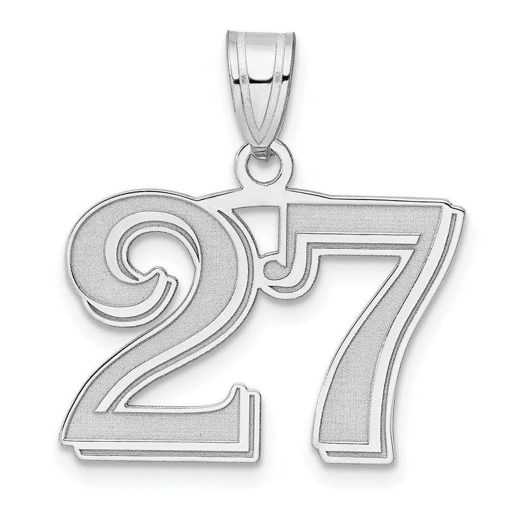 14K White Gold Polished Etched Number 27 Pendant