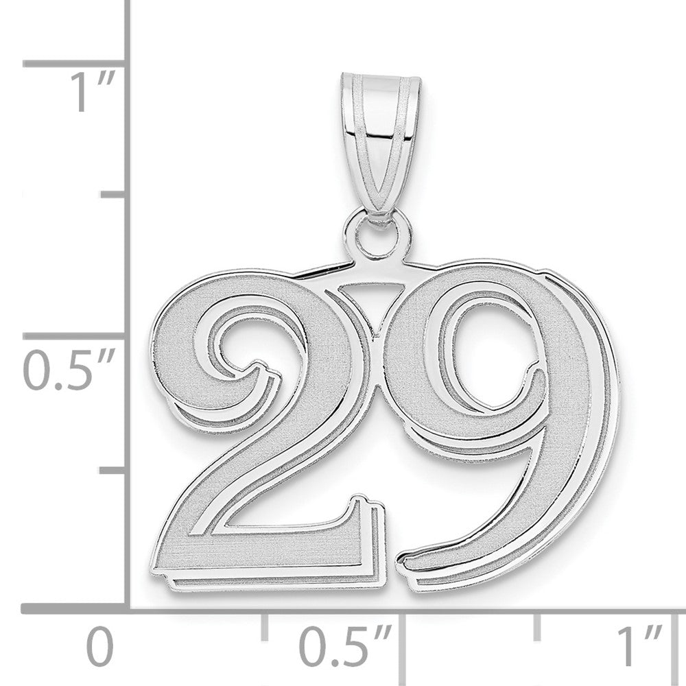 14K White Gold Polished Etched Number 29 Pendant