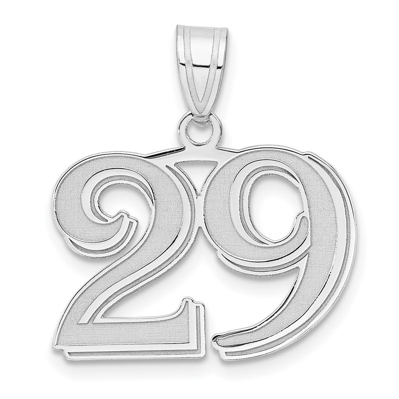 14K White Gold Polished Etched Number 29 Pendant